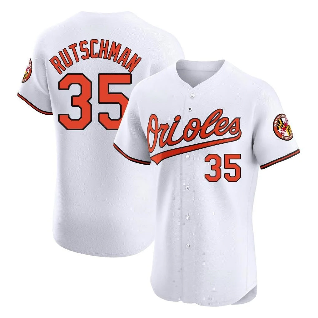 Silnrao B.Orioles #35 Adley Rutschman Player White Limited Elite Home Game Stitched Jerseys