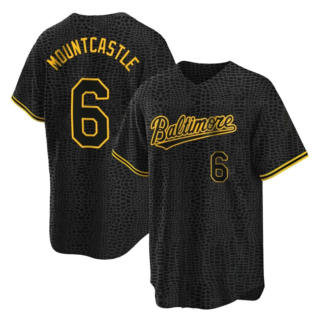 Silnrao B.Orioles #6 Ryan Mountcastle Player Black Snake Skin City Home Game Stitched Jerseys