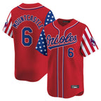 Silnrao B.Orioles #6 Ryan Mountcastle Player Red Independence Day Vapor Premier Limited Home Game Stitched Jerseys