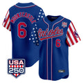 Silnrao B.Orioles #6 Ryan Mountcastle Player Royal USA 250 Independence Day Vapor Premier Limited Home Game Stitched Jerseys