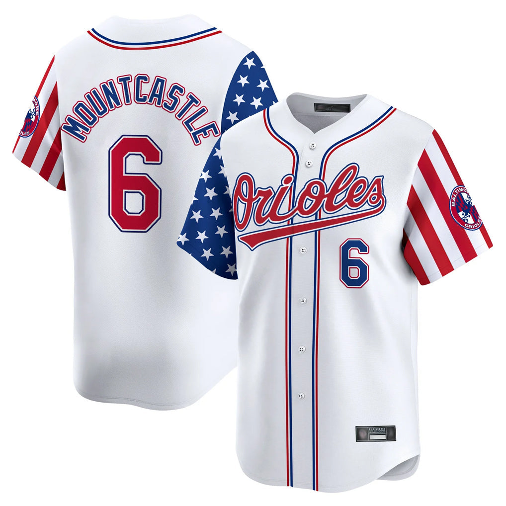 Silnrao B.Orioles #6 Ryan Mountcastle Player White Independence Day Vapor Premier Home Game Stitched Jerseys
