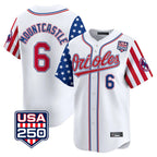 Silnrao B.Orioles #6 Ryan Mountcastle Player White USA 250 Independence Day Vapor Premier Home Game Stitched Jerseys