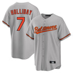 Silnrao B.Orioles #7 Jackson Holliday Player Gray Home Game Stitched Jerseys
