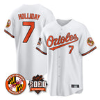 Silnrao B.Orioles #7 Jackson Holliday Player White 30th Anniversary of 2131 Home Game Stitched Jerseys