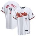 Silnrao B.Orioles #7 Jackson Holliday Player White USA 250 Fourth of July Home Game Stitched Jerseys