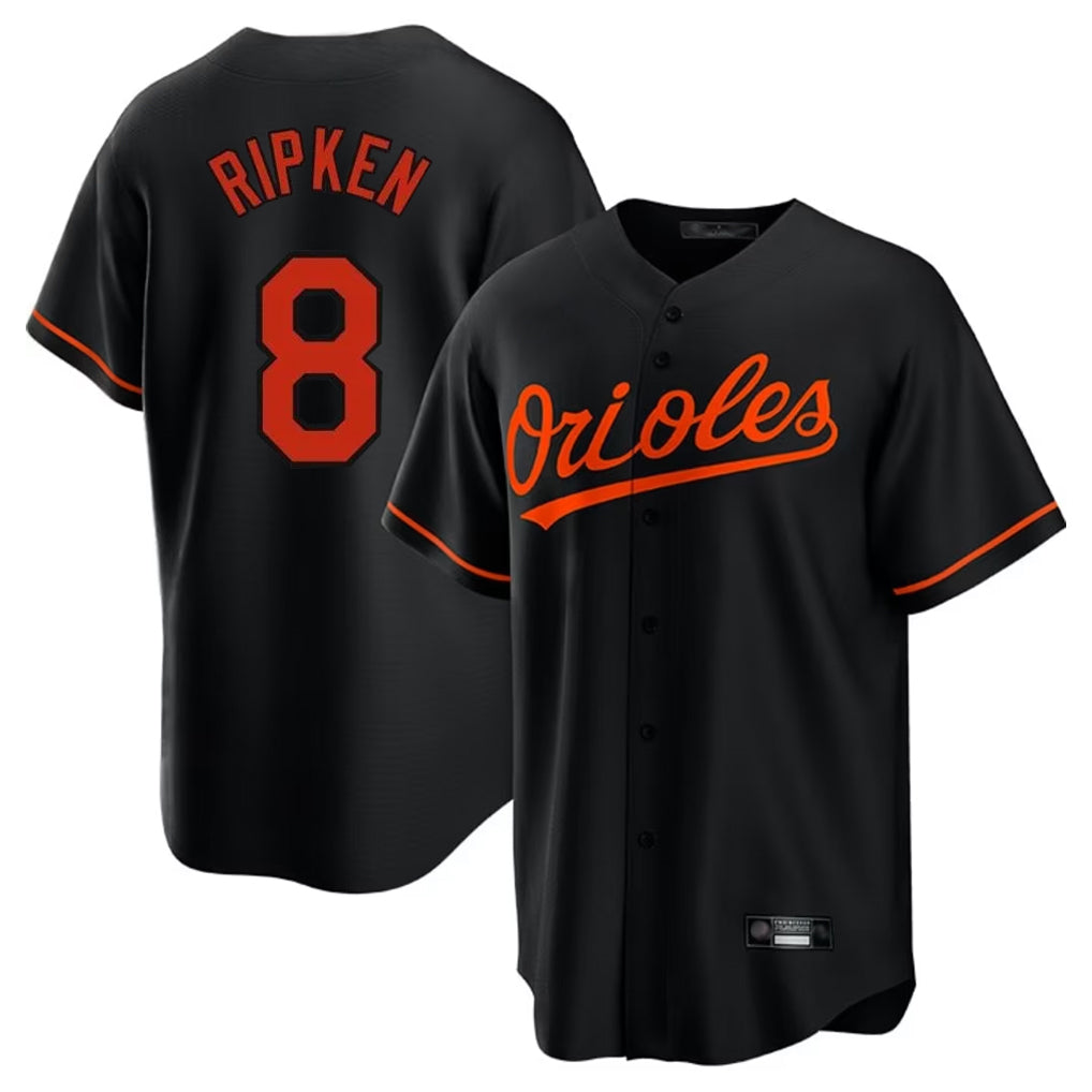 Silnrao B.Orioles #8 Cal Ripken Player Black Home Game Stitched Jerseys
