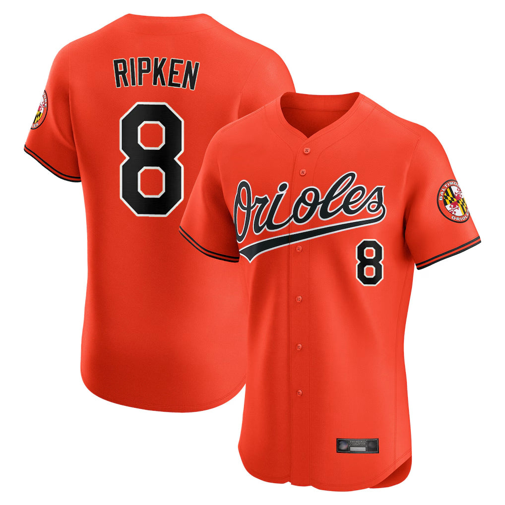 Silnrao B.Orioles #8 Cal Ripken Player Orange Limited Elite Home Game Stitched Jerseys