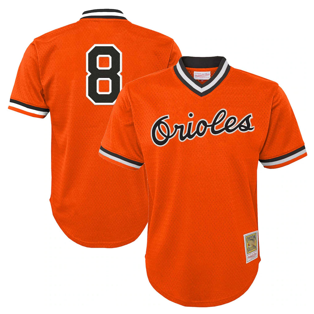 Silnrao B.Orioles #8 Cal Ripken Player Orange Mitchell & Ness Cooperstown Collection Mesh T-shirt Game Stitched Jerseys