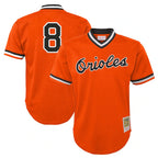 Silnrao B.Orioles #8 Cal Ripken Player Orange Mitchell & Ness Cooperstown Collection Mesh T-shirt Game Stitched Jerseys