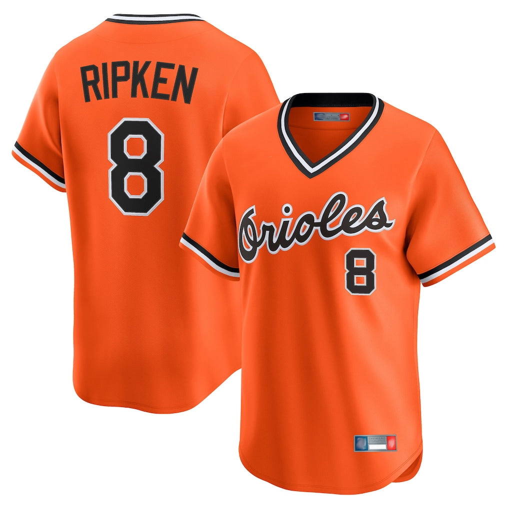 Silnrao B.Orioles #8 Cal Ripken Player Orange T-shirt Limited Home Game Stitched Jerseys