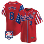 Silnrao B.Orioles #8 Cal Ripken Player Red USA 250 Independence Day Vapor Premier Limited Home Game Stitched Jerseys