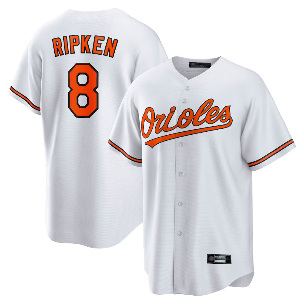 Silnrao B.Orioles #8 Cal Ripken Player White Home Game Stitched Jerseys