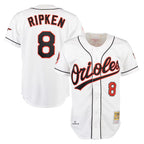 Silnrao B.Orioles #8 Cal Ripken Player White Mitchell & Ness Home Game Stitched Jerseys