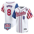 Silnrao B.Orioles #8 Cal Ripken Player White USA 250 Independence Day Vapor Premier Home Game Stitched Jerseys