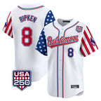 Silnrao B.Orioles #8 Cal Ripken Player White USA 250 Independence Day Vapor Premier Limited Home Game Stitched Jerseys