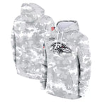 Silnrao B.Ravens Player Military Hoodie Arctic Camo Salute To Service Stitched Jerseys