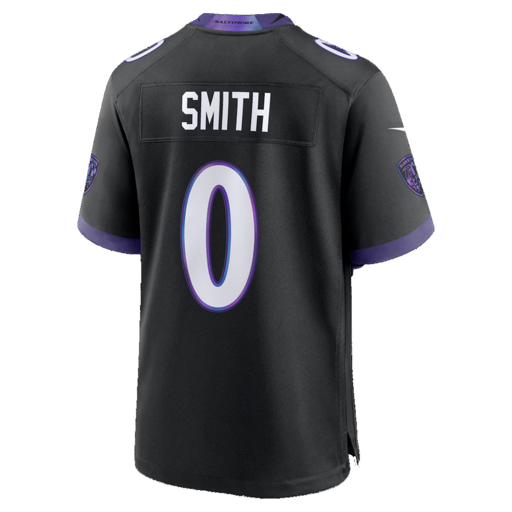 Silnrao B.Ravens #0 Roquan Smith Black Alternate Game Stitched Jerseys