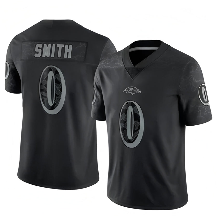Silnrao B.Ravens #0 Roquan Smith Player Black REFLECTIVE Limited Stitched Jerseys