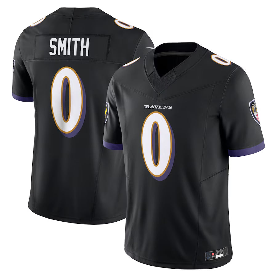 Silnrao B.Ravens #0 Roquan Smith Player Black Vapor F.U.S.E. Limited Stitched Jerseys