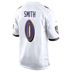 Silnrao B.Ravens #0 Roquan Smith Player White Game Home Stitched Jerseys