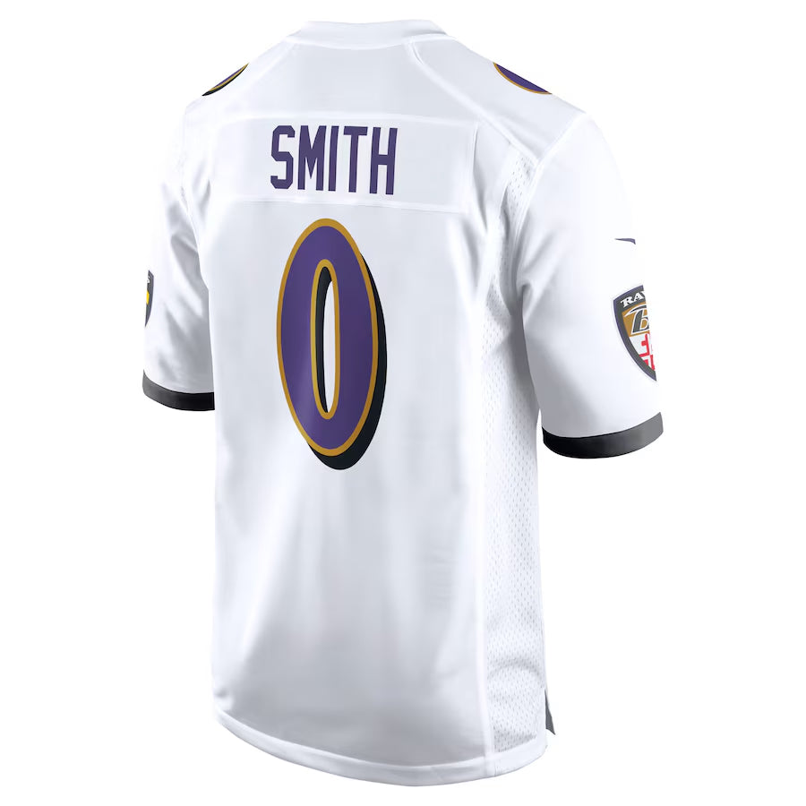 Silnrao B.Ravens #0 Roquan Smith Player White Game Home Stitched Jerseys