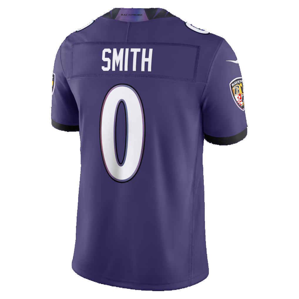 Silnrao B.Ravens #0 Roquan Smith Purple Vapor F.U.S.E. Sewn Down Limited Stitched Jerseys