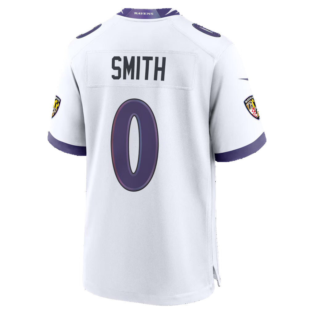 Silnrao B.Ravens #0 Roquan Smith White Game Stitched Jerseys