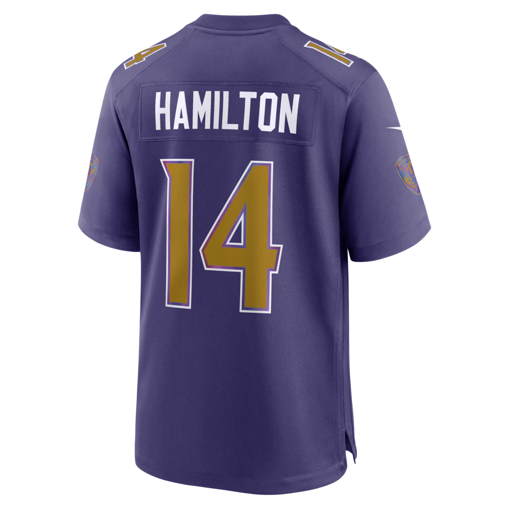 Silnrao B.Ravens #14 Kyle Hamilton Purple Alternate Game Stitched Jerseys