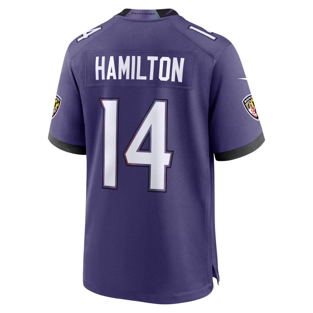 Silnrao B.Ravens #14 Kyle Hamilton Purple Team Game Stitched Jerseys