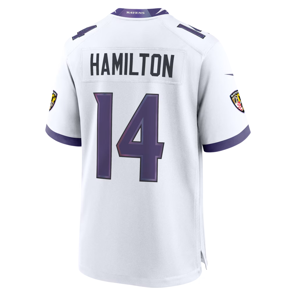 Silnrao B.Ravens #14 Ravens Kyle Hamilton White Game Stitched Jerseys