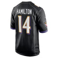 Silnrao B.Ravens #14 Kyle Hamilton Player Black Home Game Stitched Jerseys