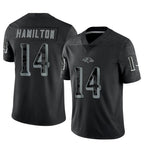 Silnrao B.Ravens #14 Kyle Hamilton Player Black REFLECTIVE Limited Stitched Jerseys