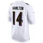 Silnrao B.Ravens #14 Kyle Hamilton Player Fashion White Game Stitched Jerseys