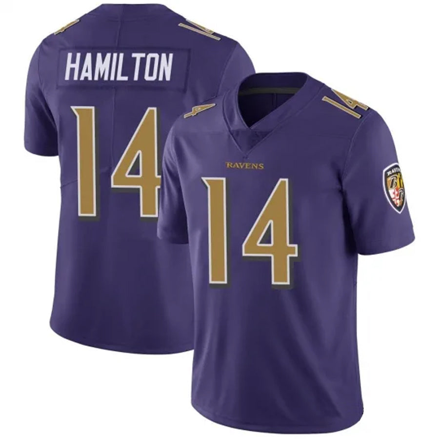 Silnrao B.Ravens #14 Kyle Hamilton Player Limited Color Rush Vapor Untouchable Purple StitchedJerseys