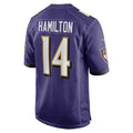 Silnrao B.Ravens #14 Kyle Hamilton Player Purple Game Home Stitched Jerseys