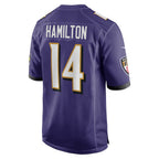 Silnrao B.Ravens #14 Kyle Hamilton Player Purple Game Home Stitched Jerseys
