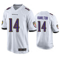 Silnrao B.Ravens #14 Kyle Hamilton Player White Home Game Stitched Jerseys