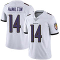 Silnrao B.Ravens #14 Kyle Hamilton Player White Vapor F.U.S.E. Limited Stitched Jerseys