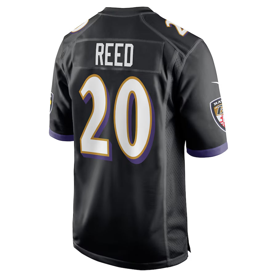 Silnrao B.Ravens #20 Ed Reed Player Black Game Home Football Stitched Jerseys