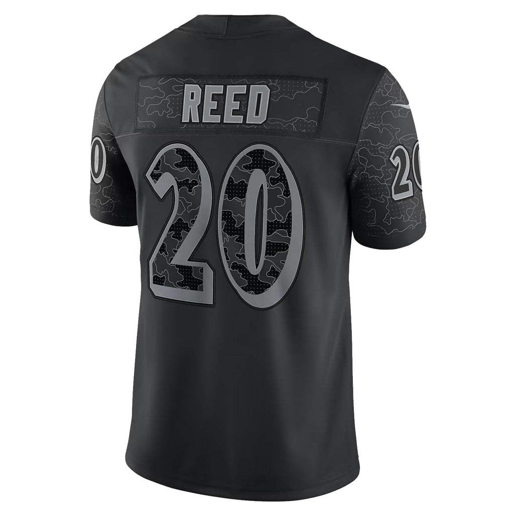 Silnrao B.Ravens #20 Ed Reed Player Black RFLCTV Limited Stitched Jerseys