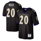 Silnrao B.Ravens #20 Ed Reed Player Mitchell & Ness Black Legacy Replica Stitched Jerseys