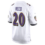 Silnrao B.Ravens #20 Ed Reed Player White Game Home Stitched Jerseys