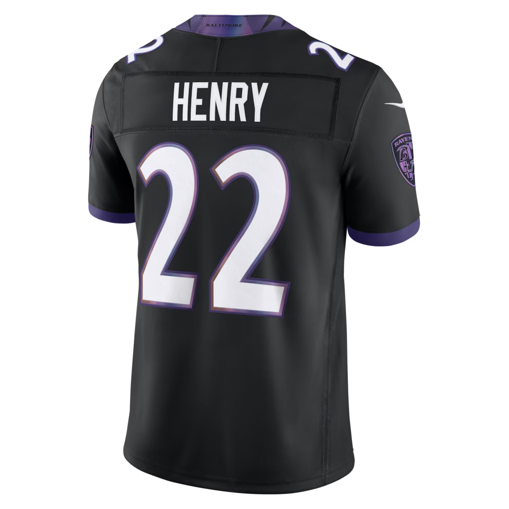Silnrao B.Ravens #22 Derrick Henry Black Alternate Alternate Vapor F.U.S.E. Stitched Limited Jerseys