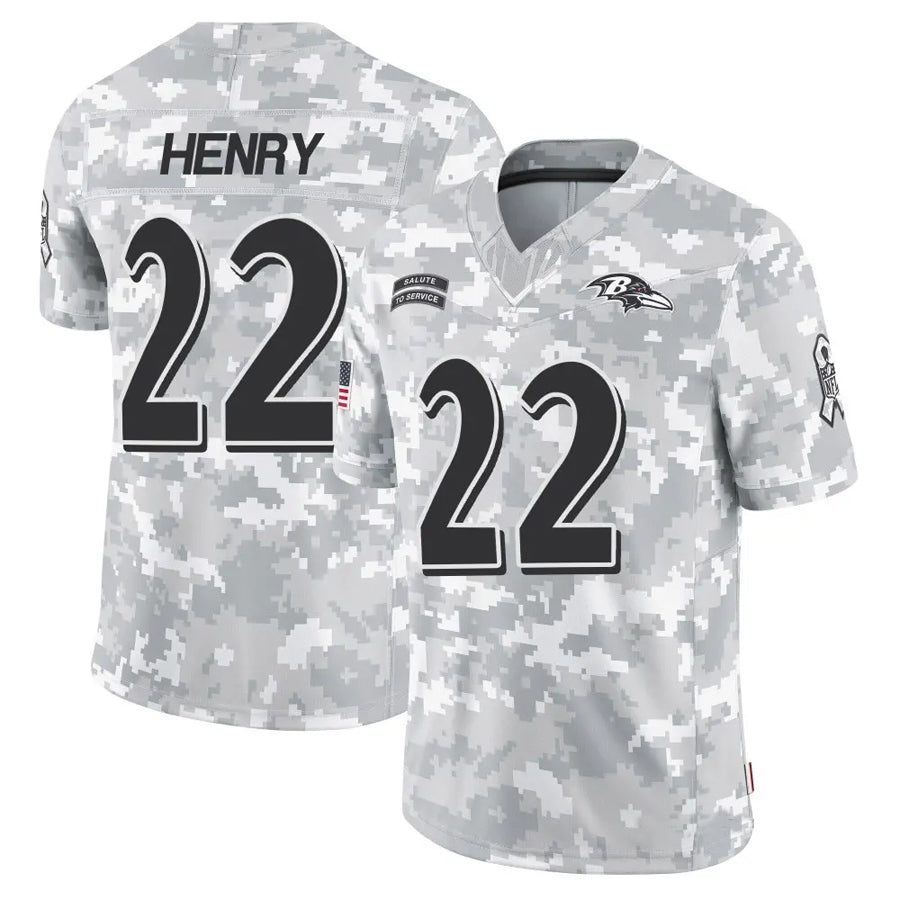 Silnrao B.Ravens #22 Derrick Henry Player Arctic Camo Salute to Service Limited  Stitched Jerseys