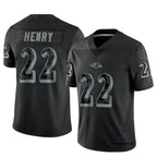 Silnrao B.Ravens #22 Derrick Henry Player Black REFLECTIVE Limited Stitched Jerseys