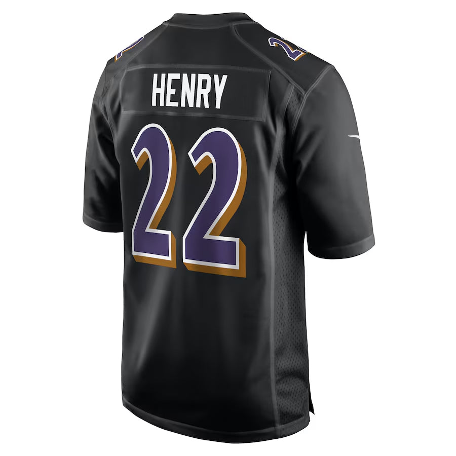 Silnrao B.Ravens #22 Derrick Henry Player Carbon Black Fashion  Stitched Jerseys