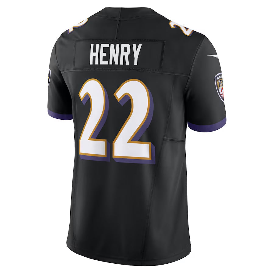 Silnrao B.Ravens #22 Derrick Henry Player Vapor F.U.S.E. Limited Black Stitched Jerseys
