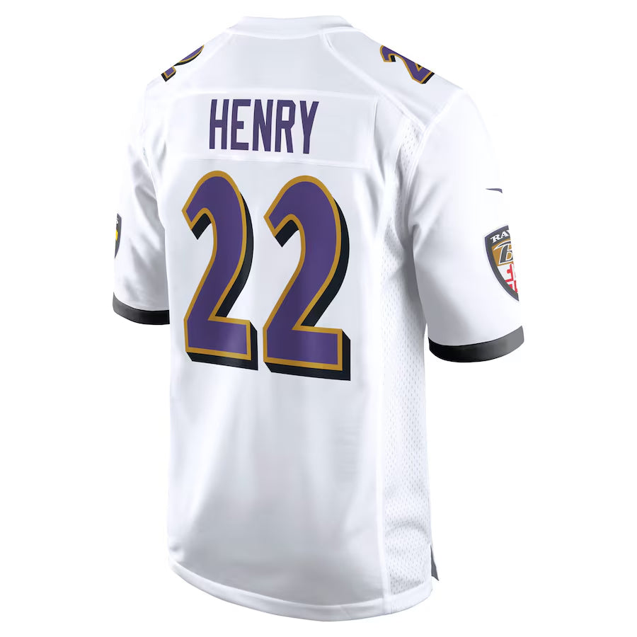 Silnrao B.Ravens #22 Derrick Henry Player White Home Game Stitched Jerseys