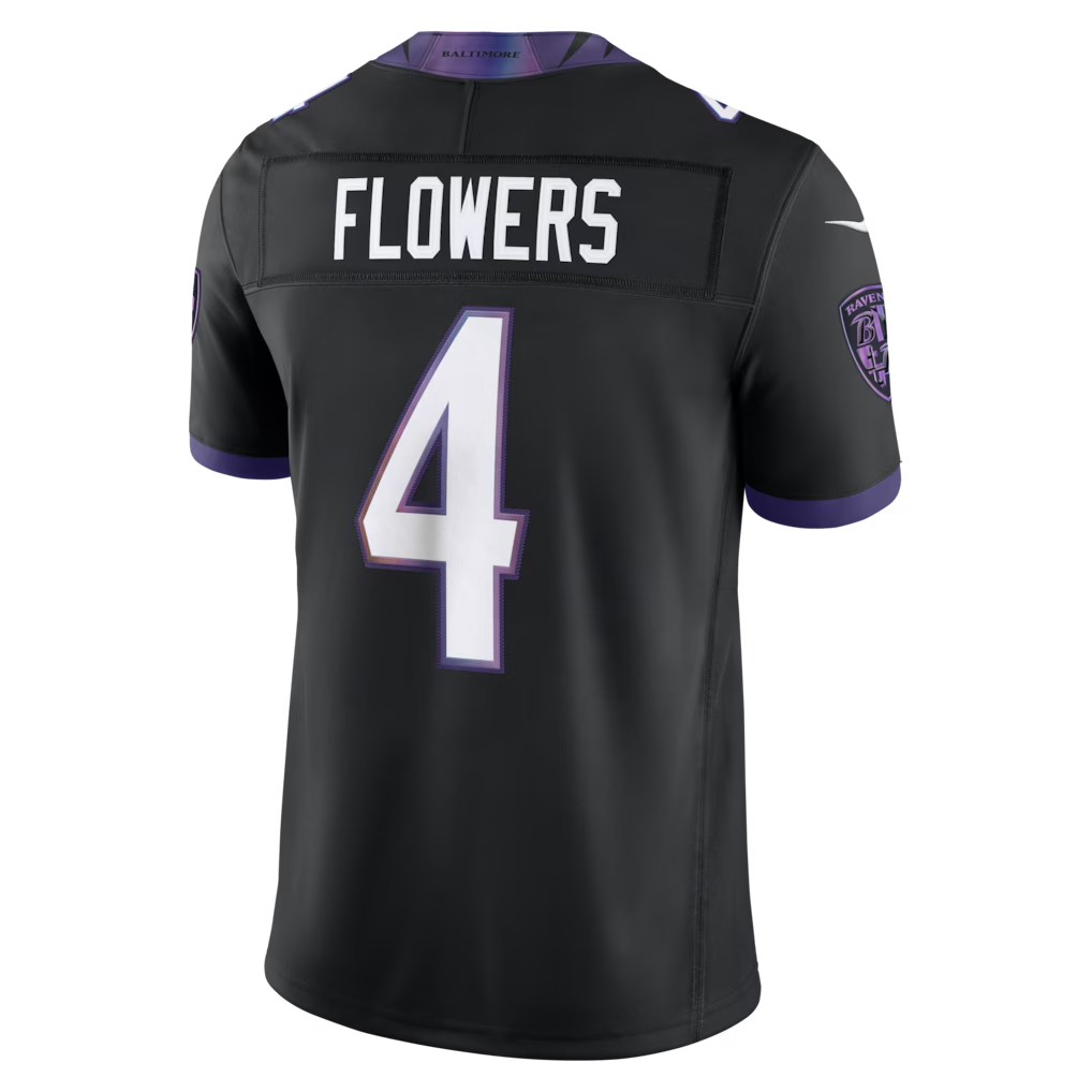 Silnrao B.Ravens #4 Zay Flowers Black Alternate Alternate Vapor F.U.S.E. Stitched Limited Jerseys