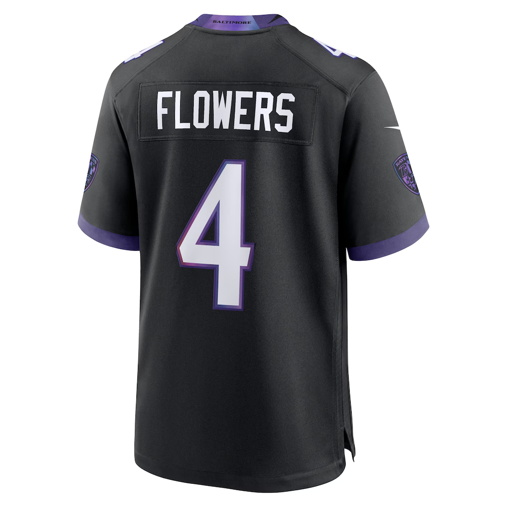 Silnrao B.Ravens #4 Zay Flowers Black Alternate Stitched Jerseys
